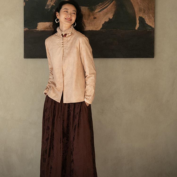 牧衣游原创 丝棉手工刺绣夹棉棉服女新款设计感中式保暖棉衣 寒梦