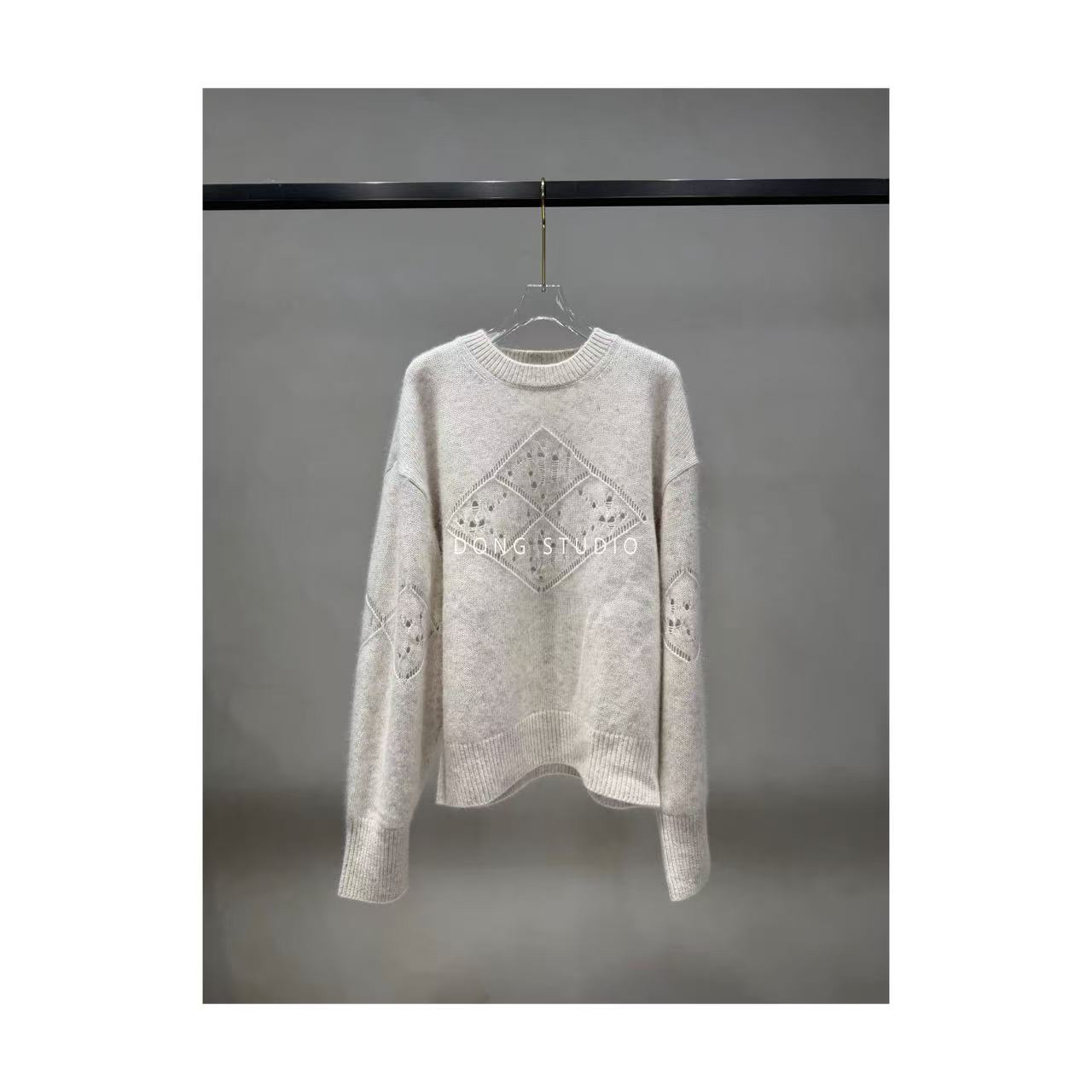 480g瓜田(韩系白）进口专织设计师款毛衣I7853