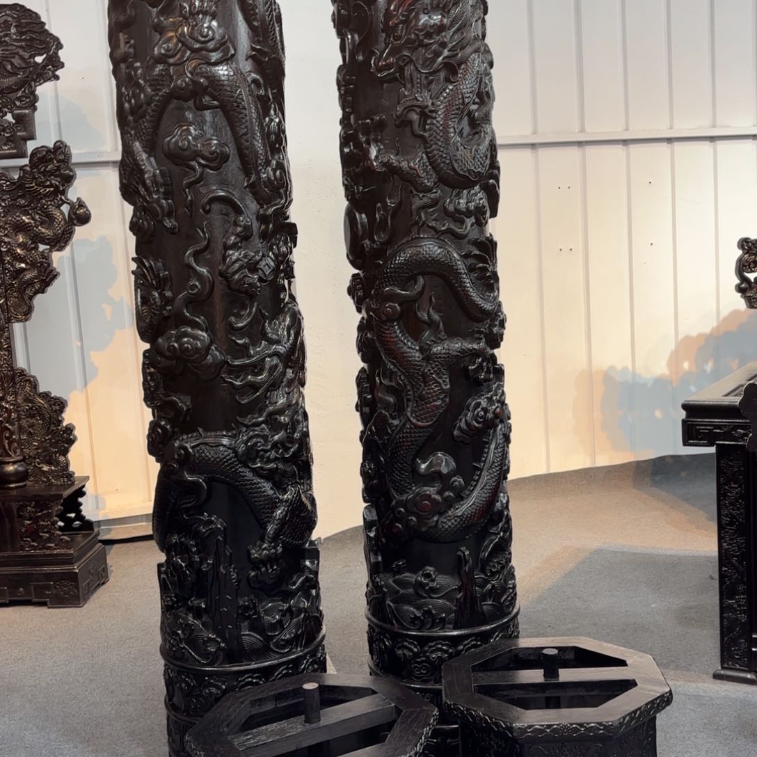 混纺住宅家具龙柱一对定16000