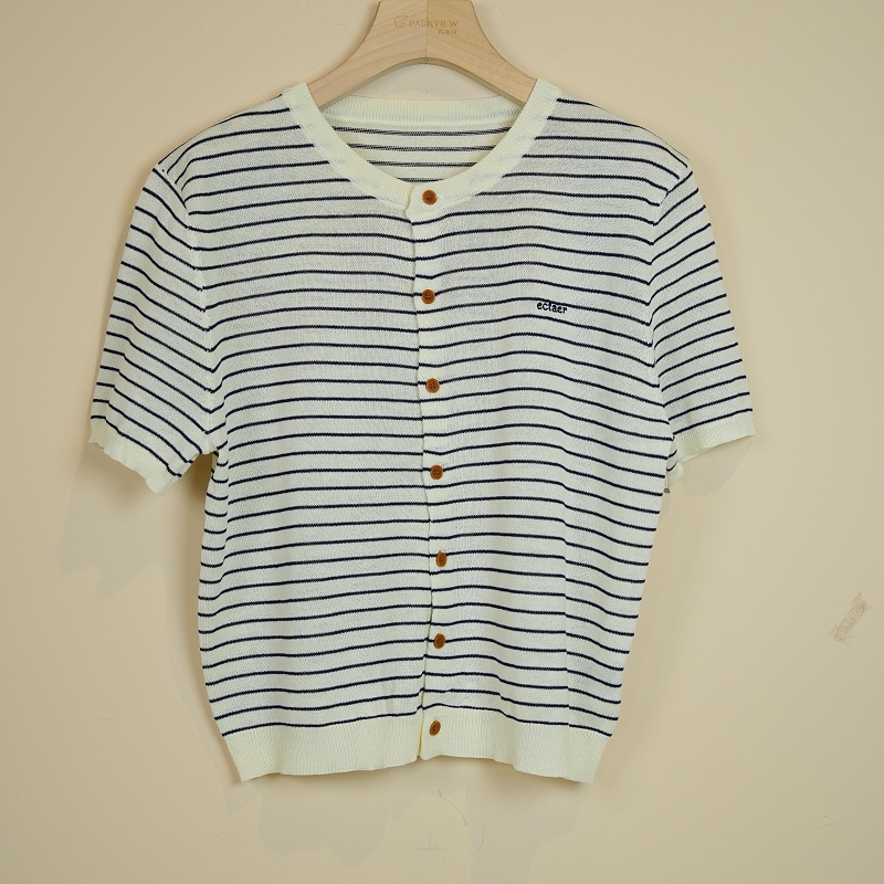 PARKVIEW/百芙川针织衫蓝色短款时尚休闲百搭夏季条纹AW0232-1