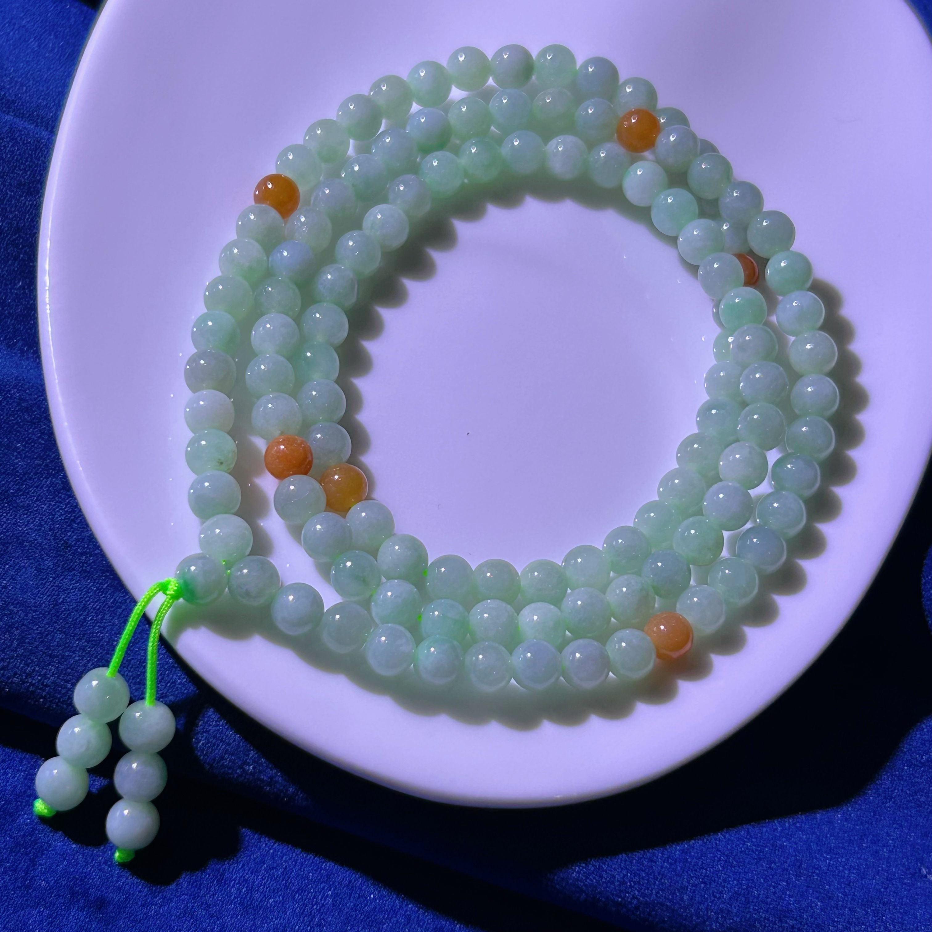 【瑞翠衔丹】天然翡翠项链-珠径5+-FC187