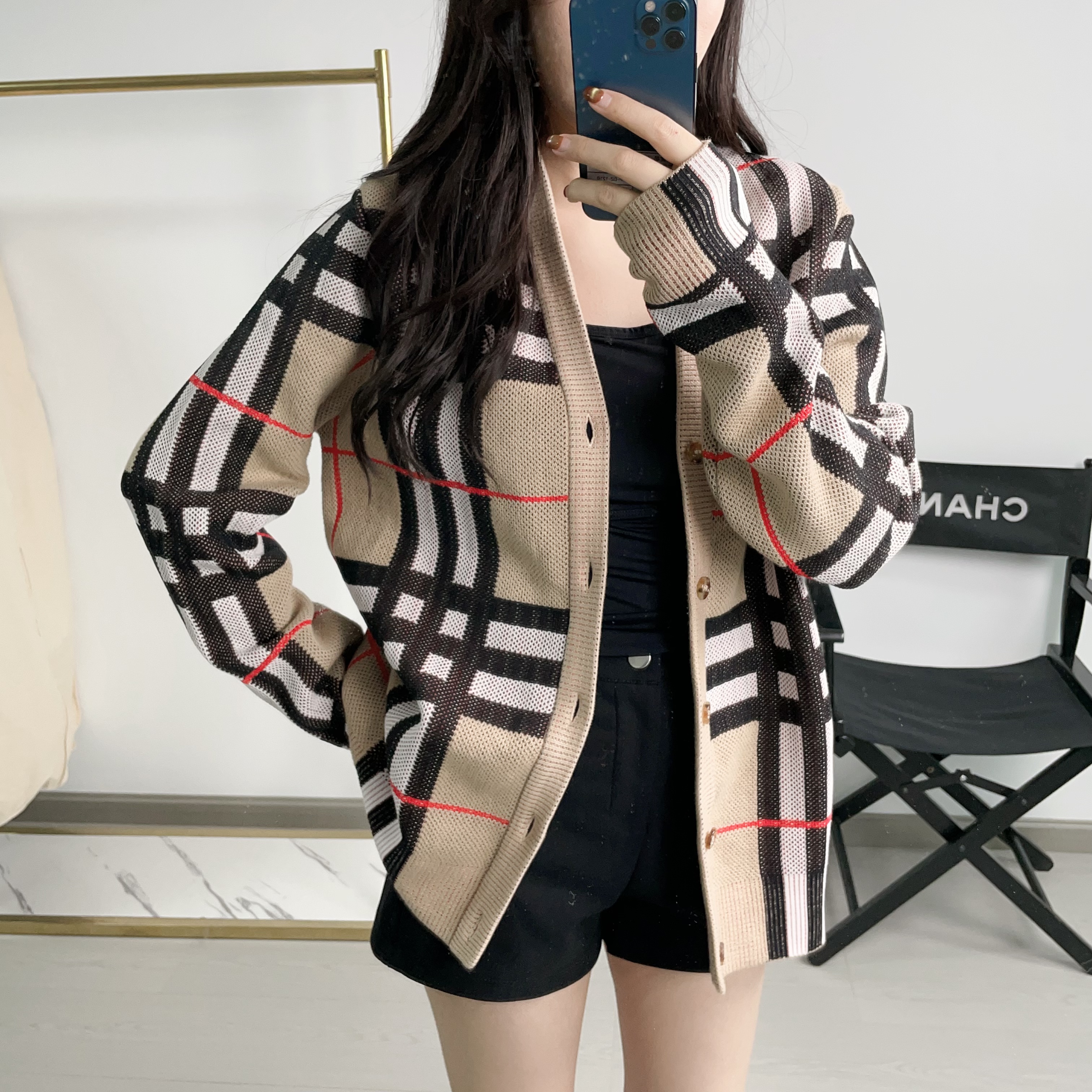 95新 BURBERRY/博柏利 经典格纹针织开衫/250923ZPXDY03