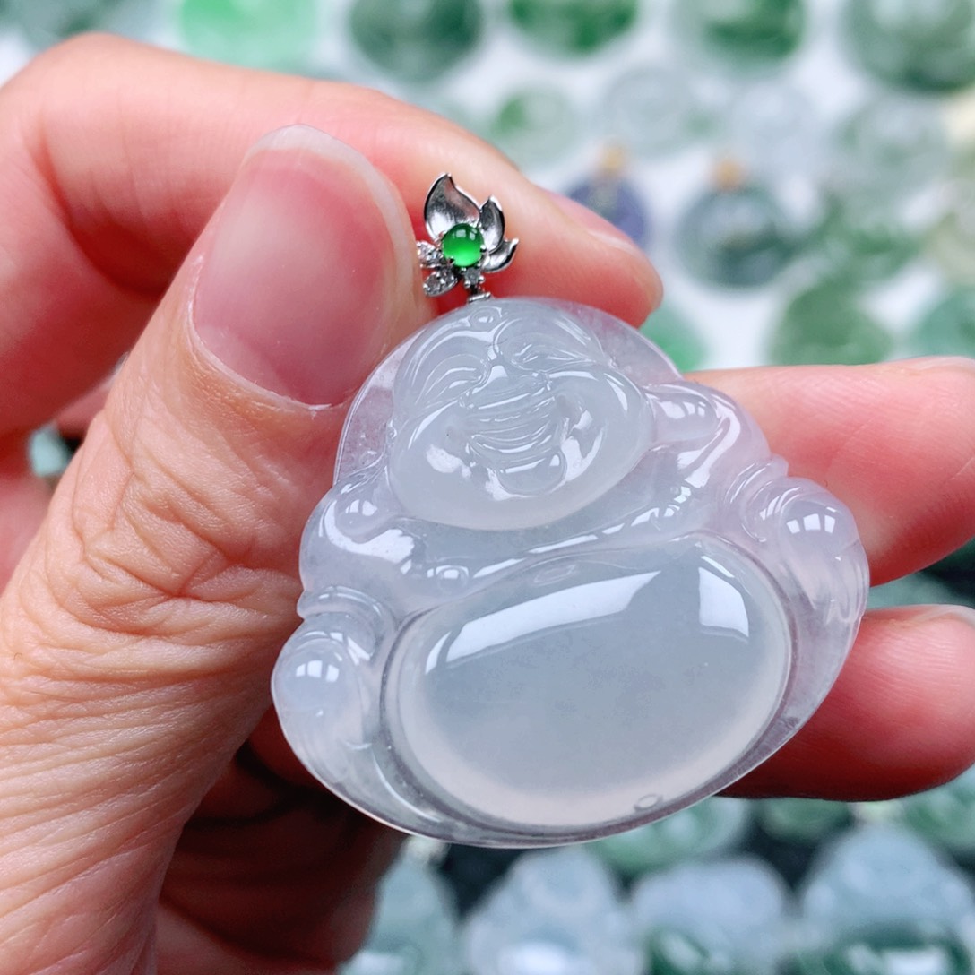 翡翠吊坠(不含链)18K金镶嵌