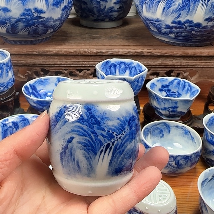 木*?青花山水杯杯杯杯