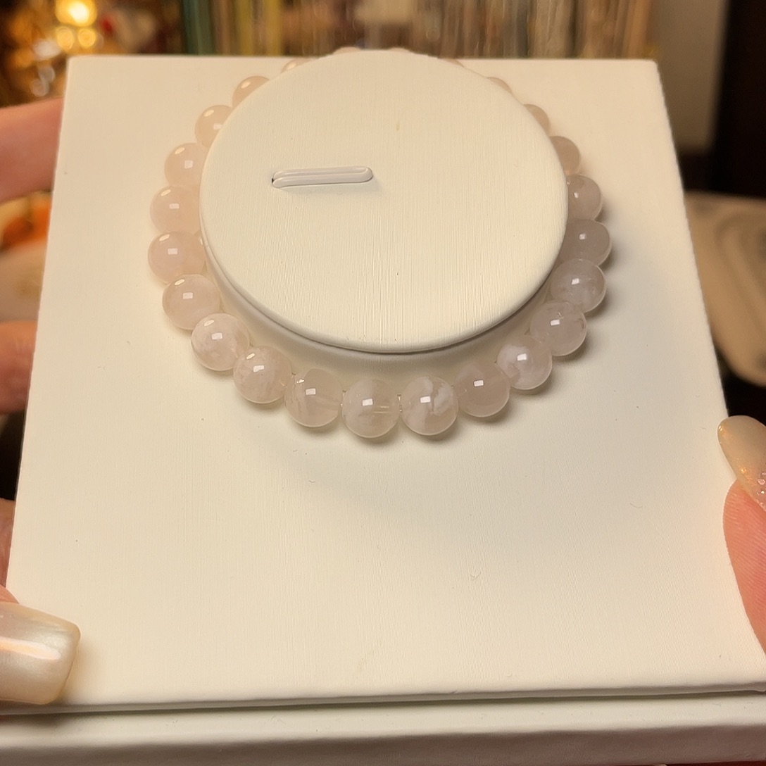 水晶手串未镶嵌粉雪花幽灵