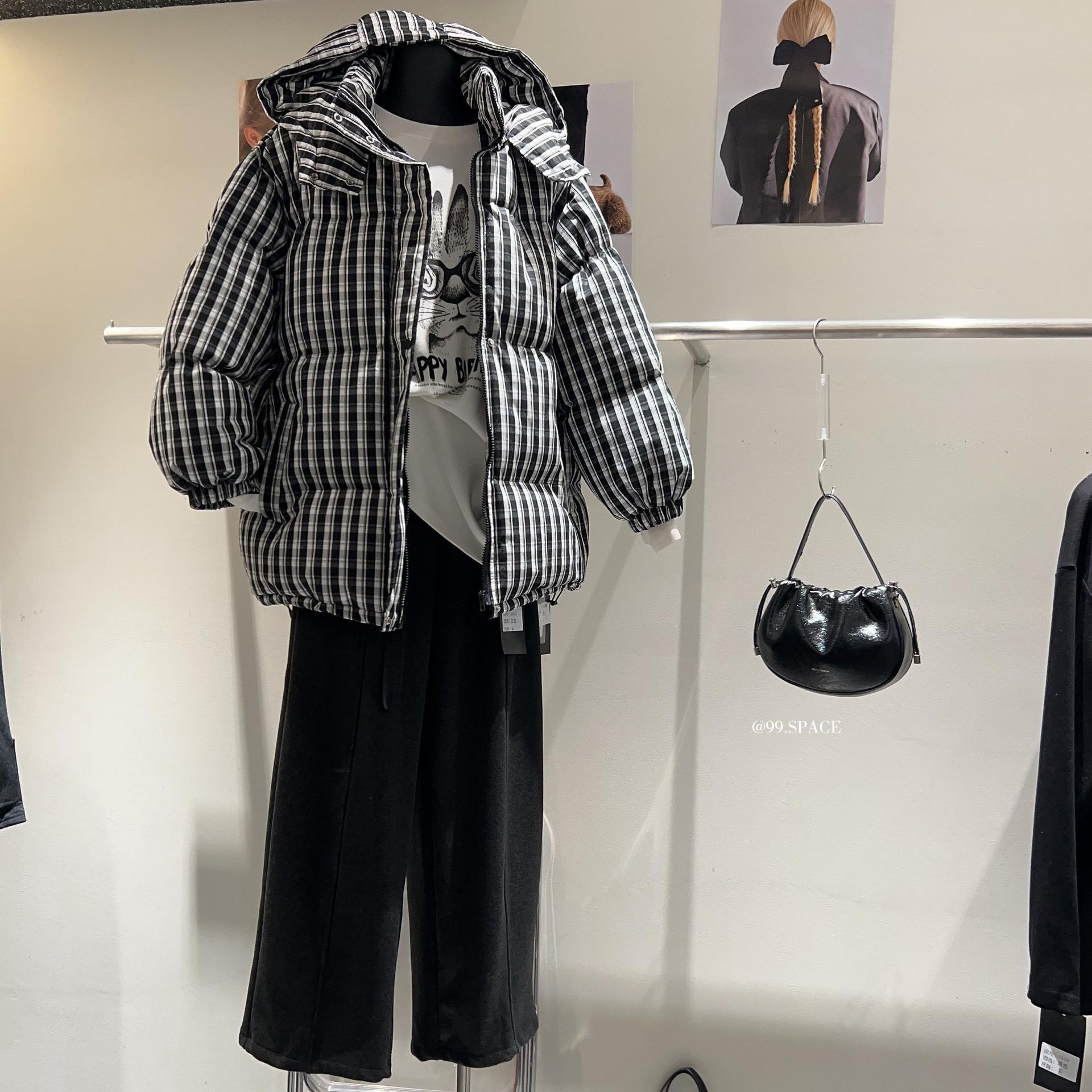 杨杨 99-2589#新款—连帽格子棉服