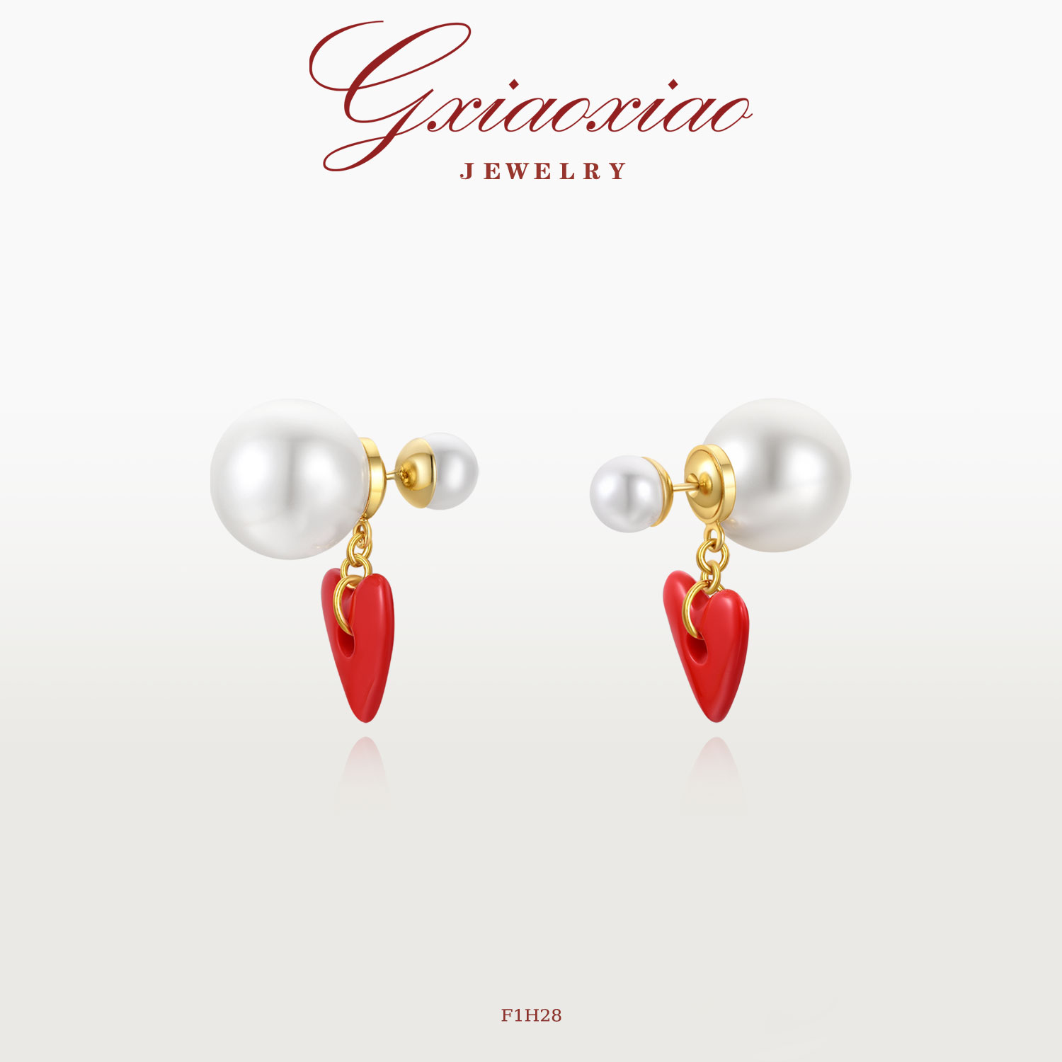 G XIAOXIAO 【心动珍珠】时尚高级感百搭爱心耳环 F1H28