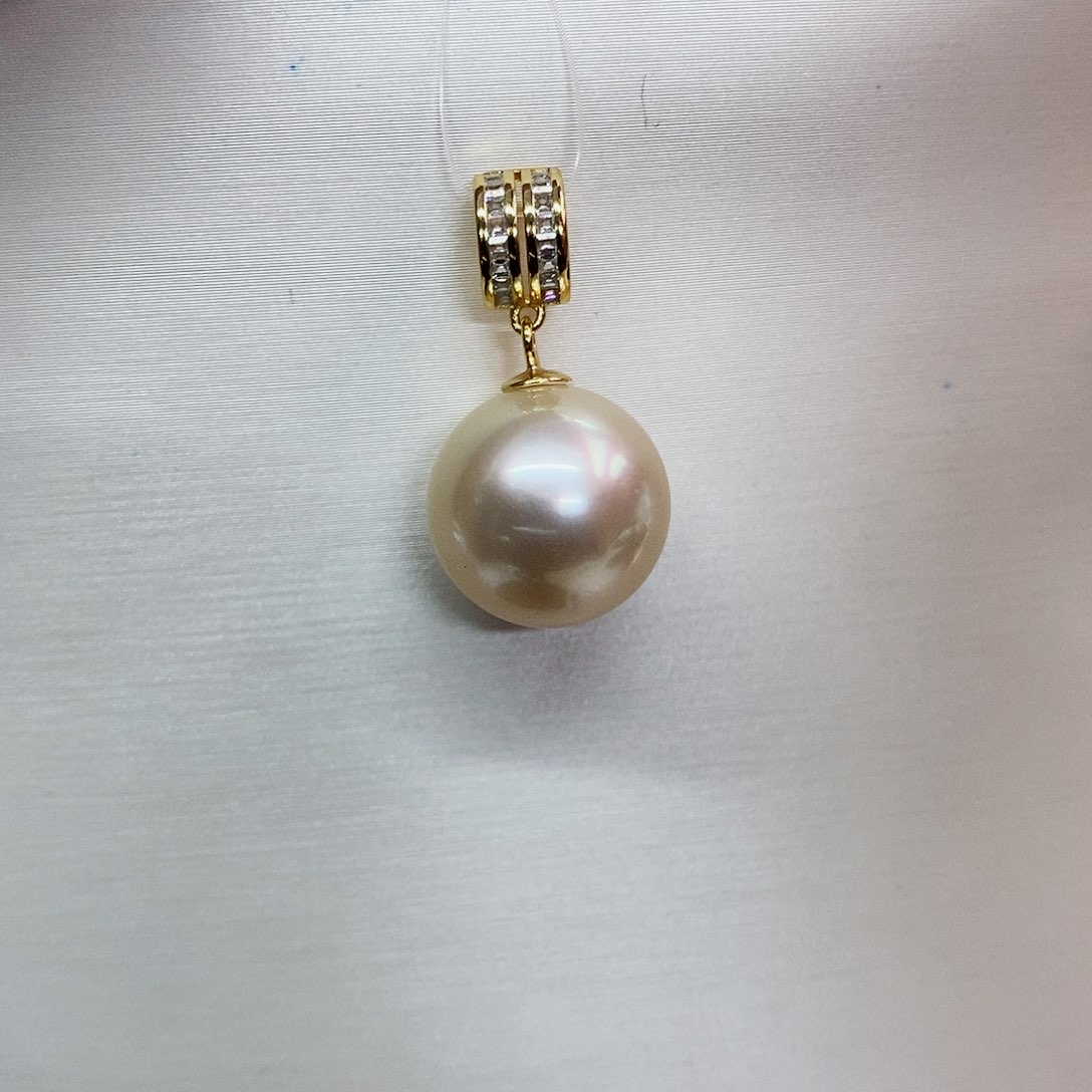 吊坠(不含链)银S925镶嵌海水珍珠13-14