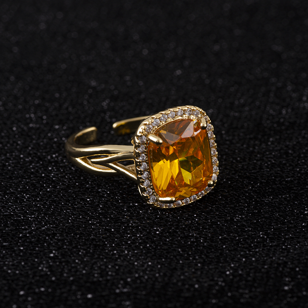 黄水晶 s925银 暮色融霞 绮梦藏虹 戒指 SR0104