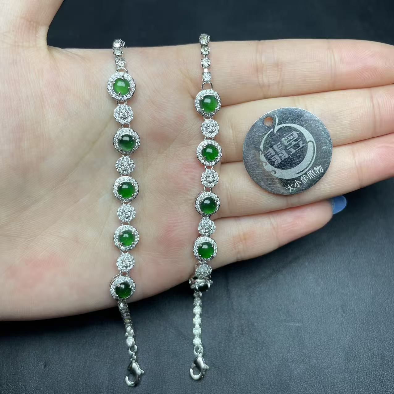 翡昱-N78-64178-天然A货翡翠手链-多样性发其一