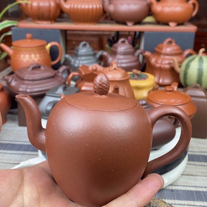 紫砂茶壶全手工美人肩220cc原矿宝山红降坡泥