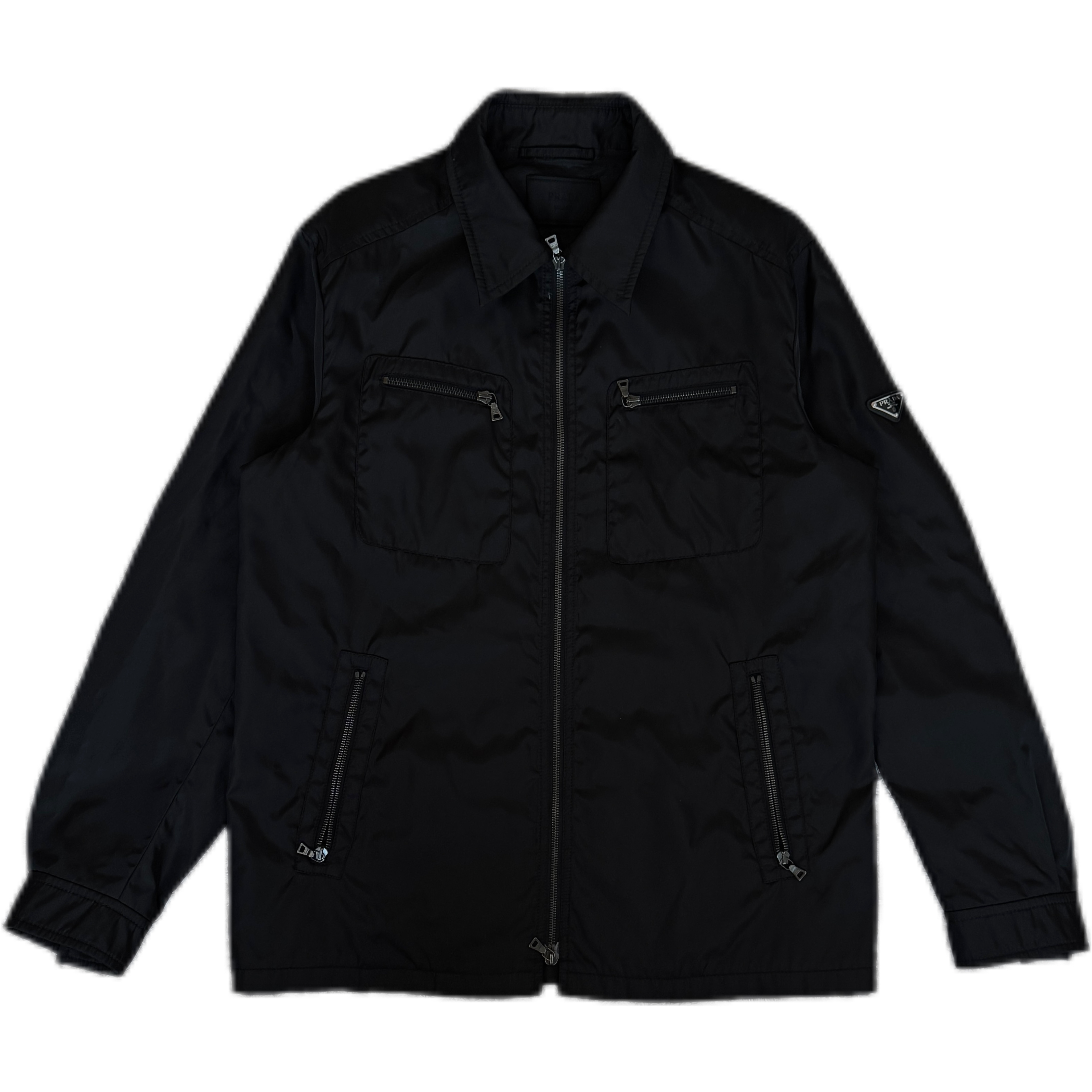 99新 Prada/普拉达 黑色内里满印三角钢标外套52码