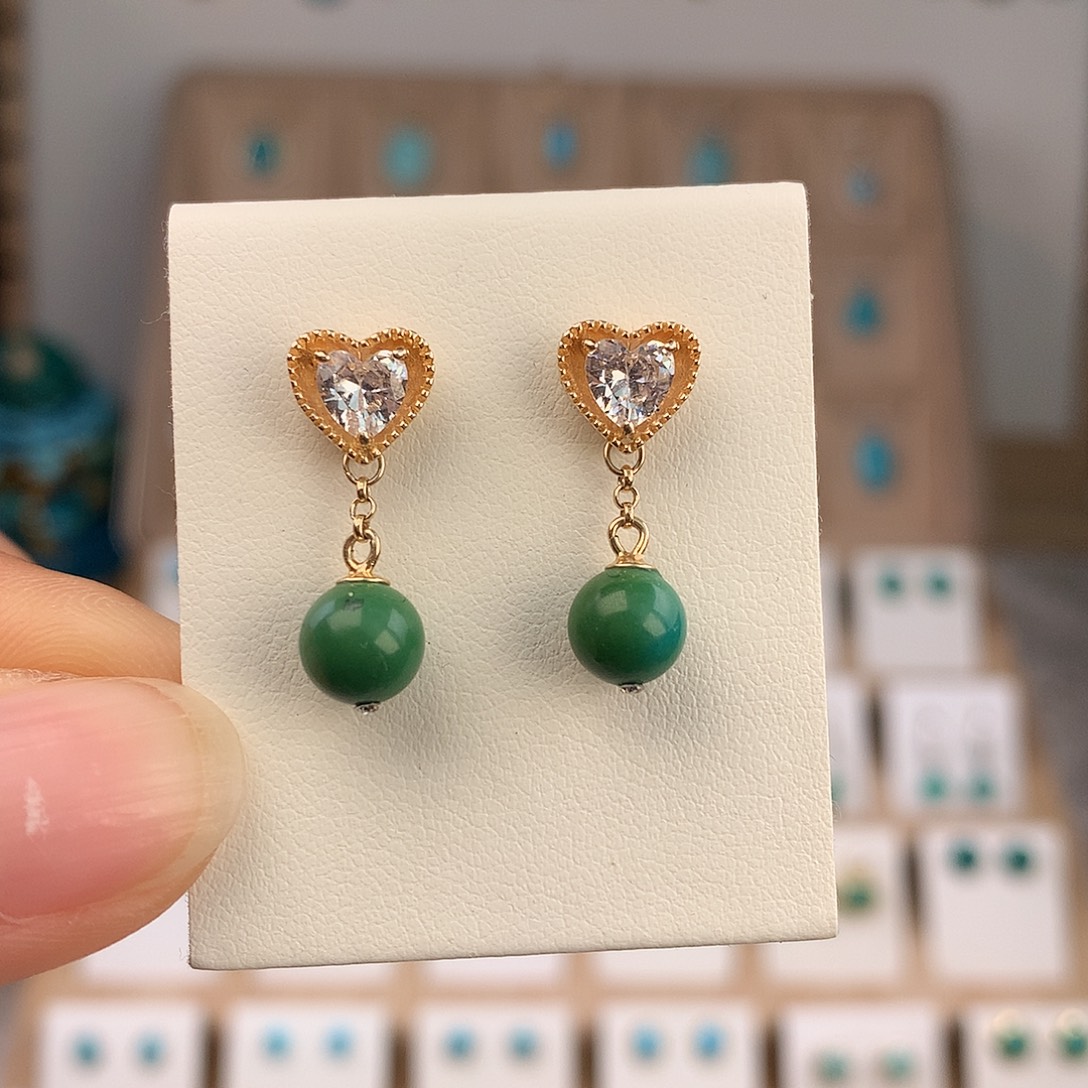 绿松石未镶嵌耳饰