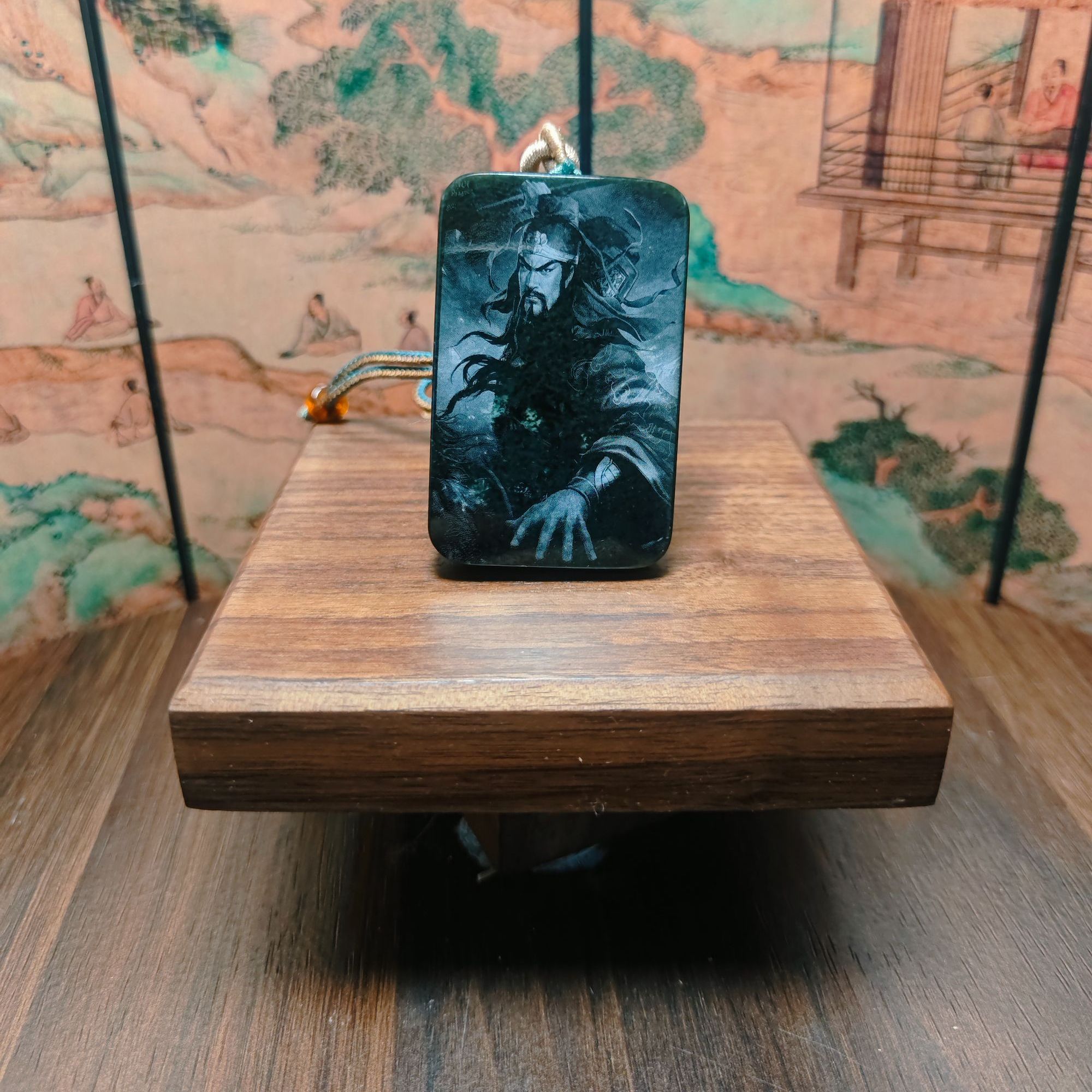 K和田玉影雕关公吊坠0621