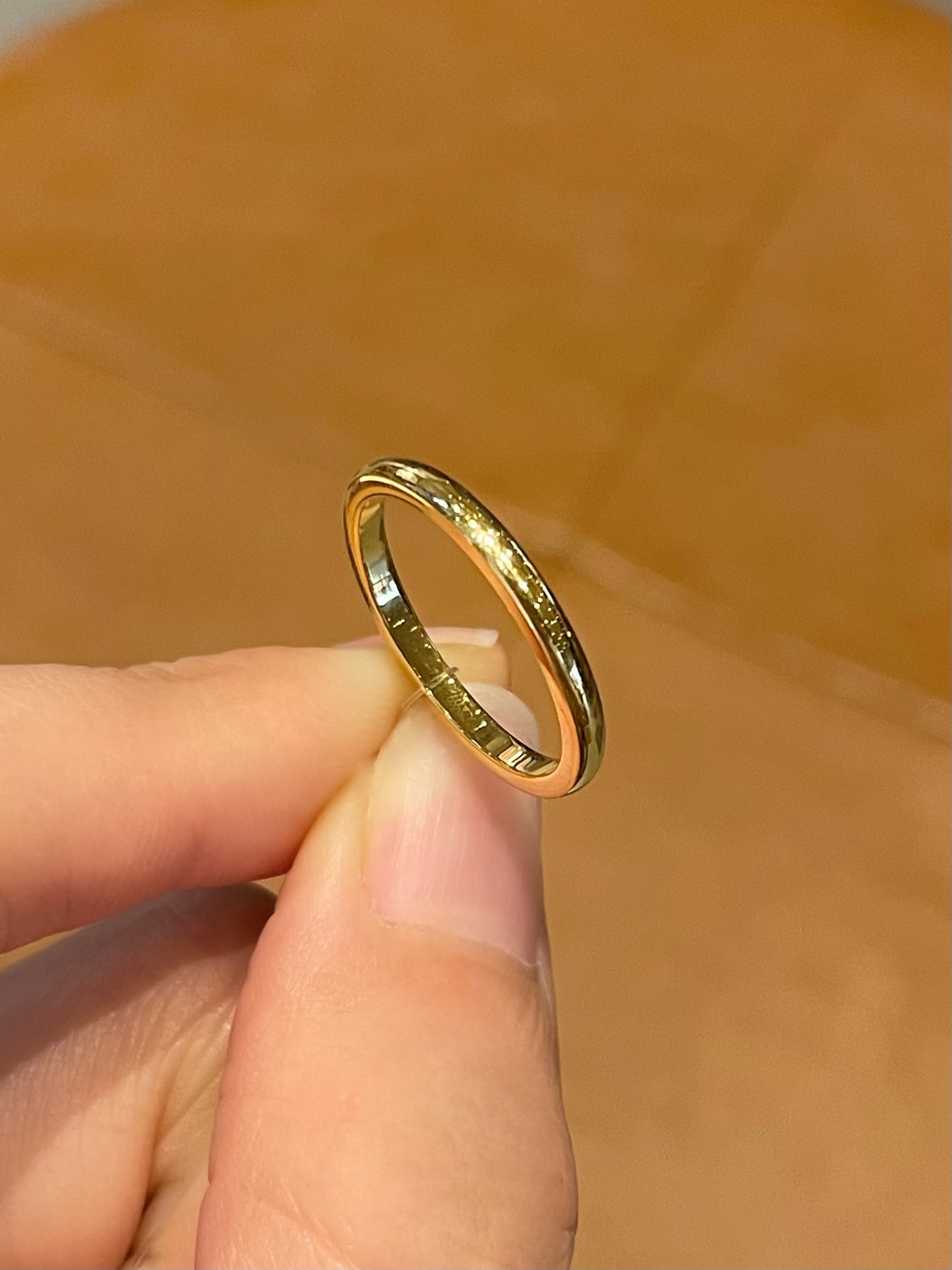 黄金光圈素圈情侣戒 