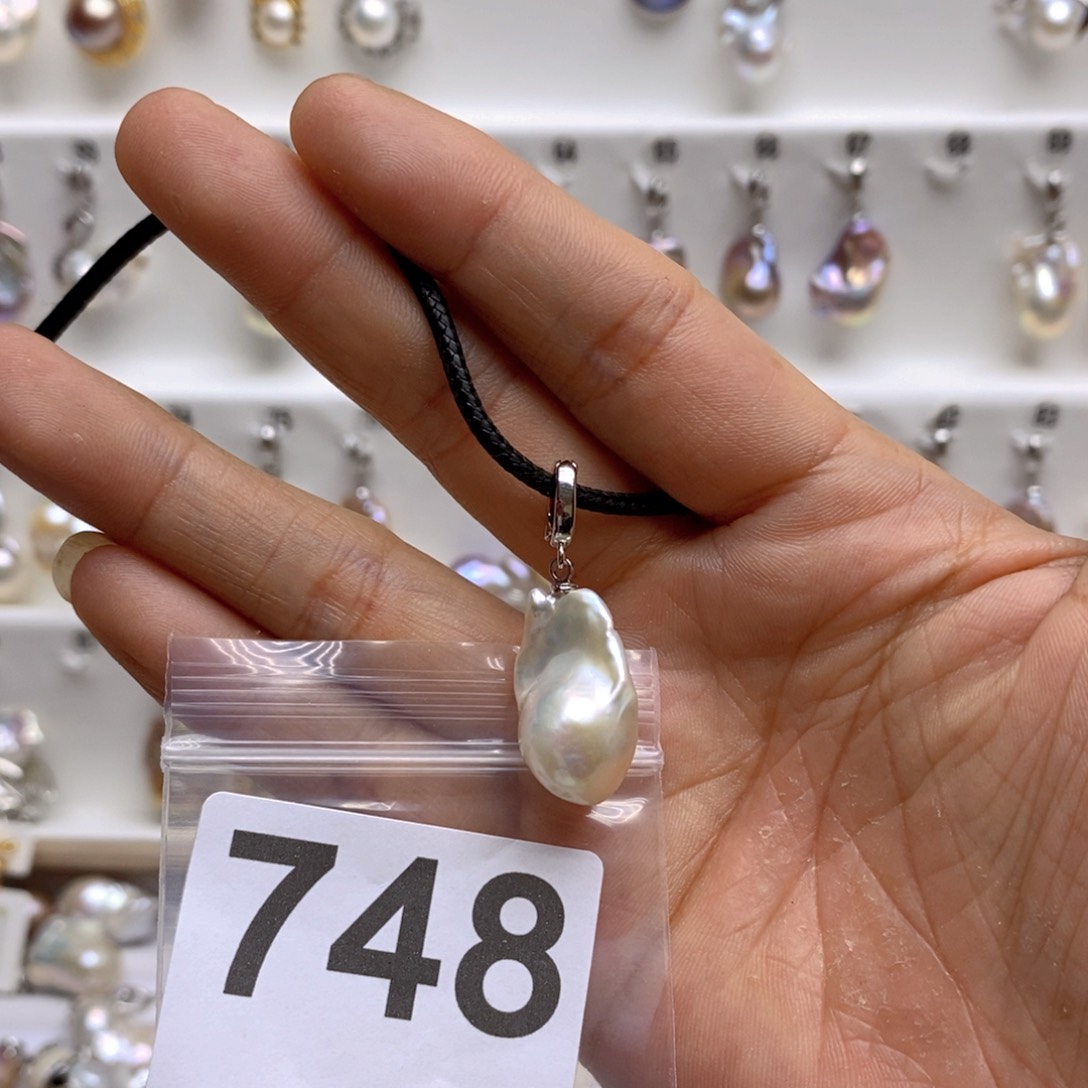 淡水珍珠颈饰银S925镶嵌748