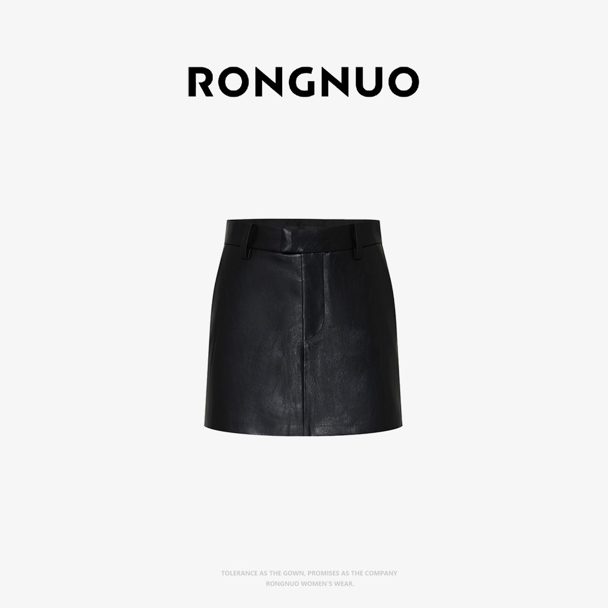 【DZ】容诺2025秋新品纯色染整素皮高腰A字短裤裙裤Z7596