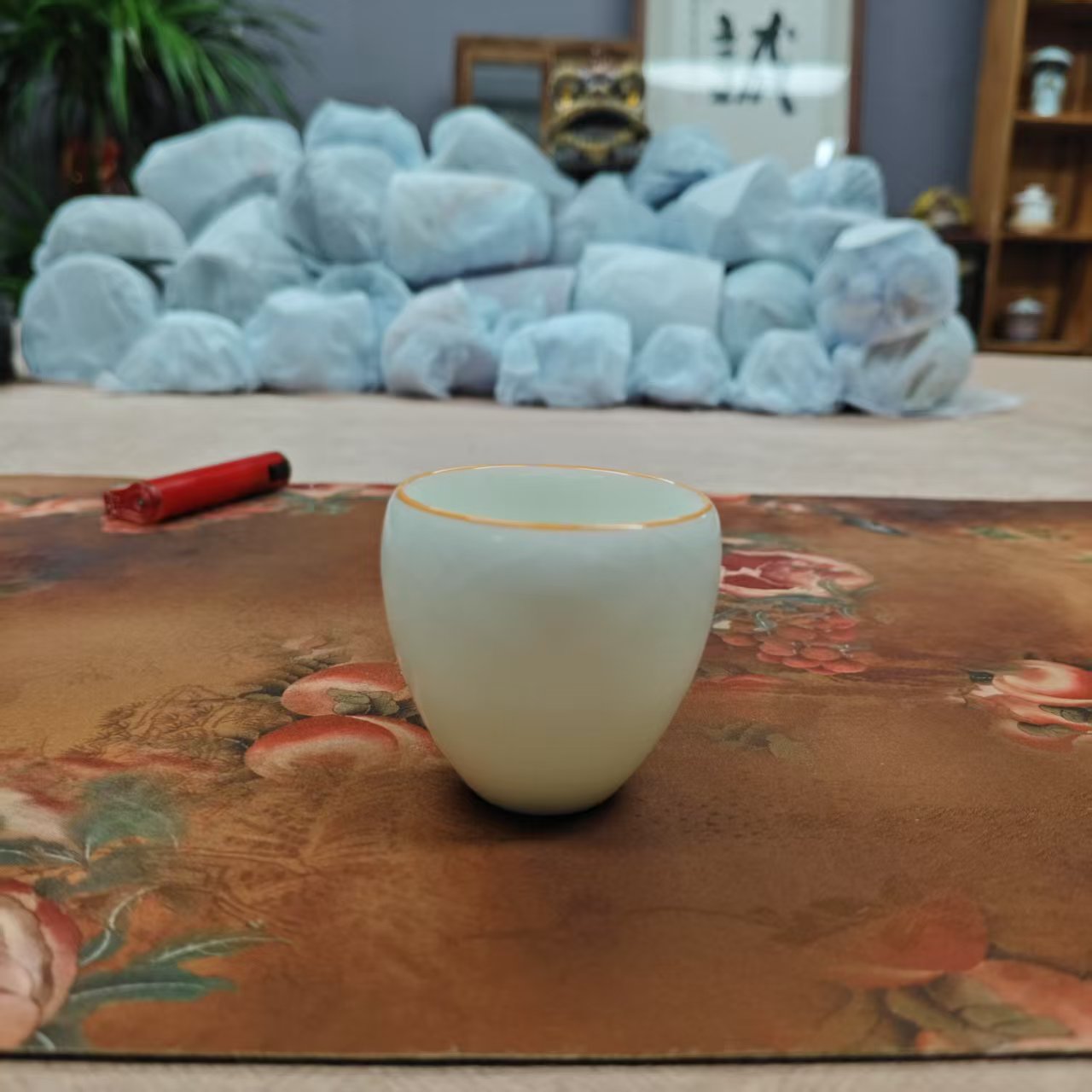 YBD-象牙白 玉兰杯 开片cc6163