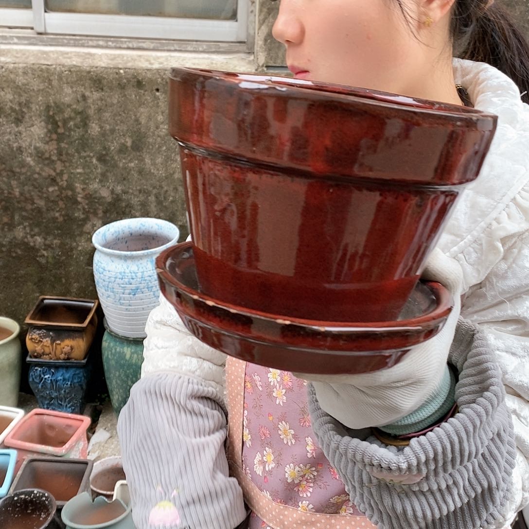 紫砂花盆瑕疵口17高14瑕疵