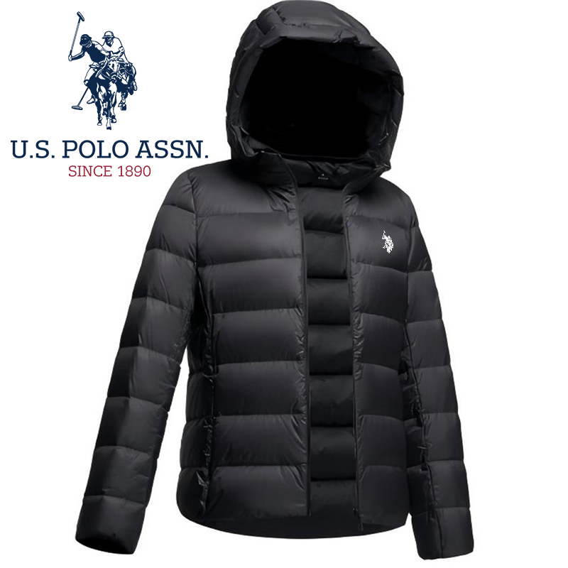 U.S. POLO ASSN.美式90白鸭绒轻薄连帽保暖羽绒女款外套0481