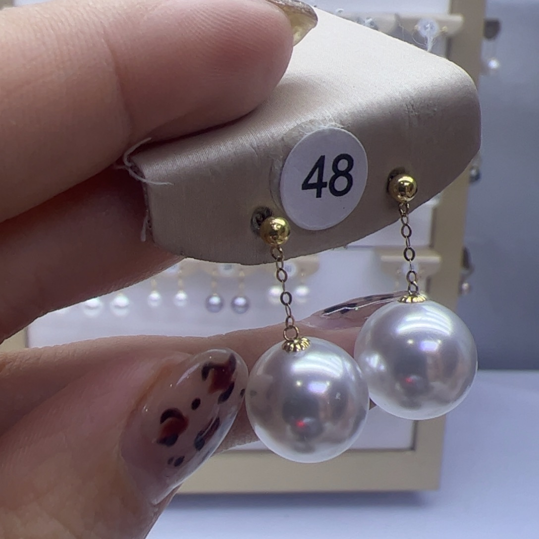 淡水珍珠耳饰18K金镶嵌