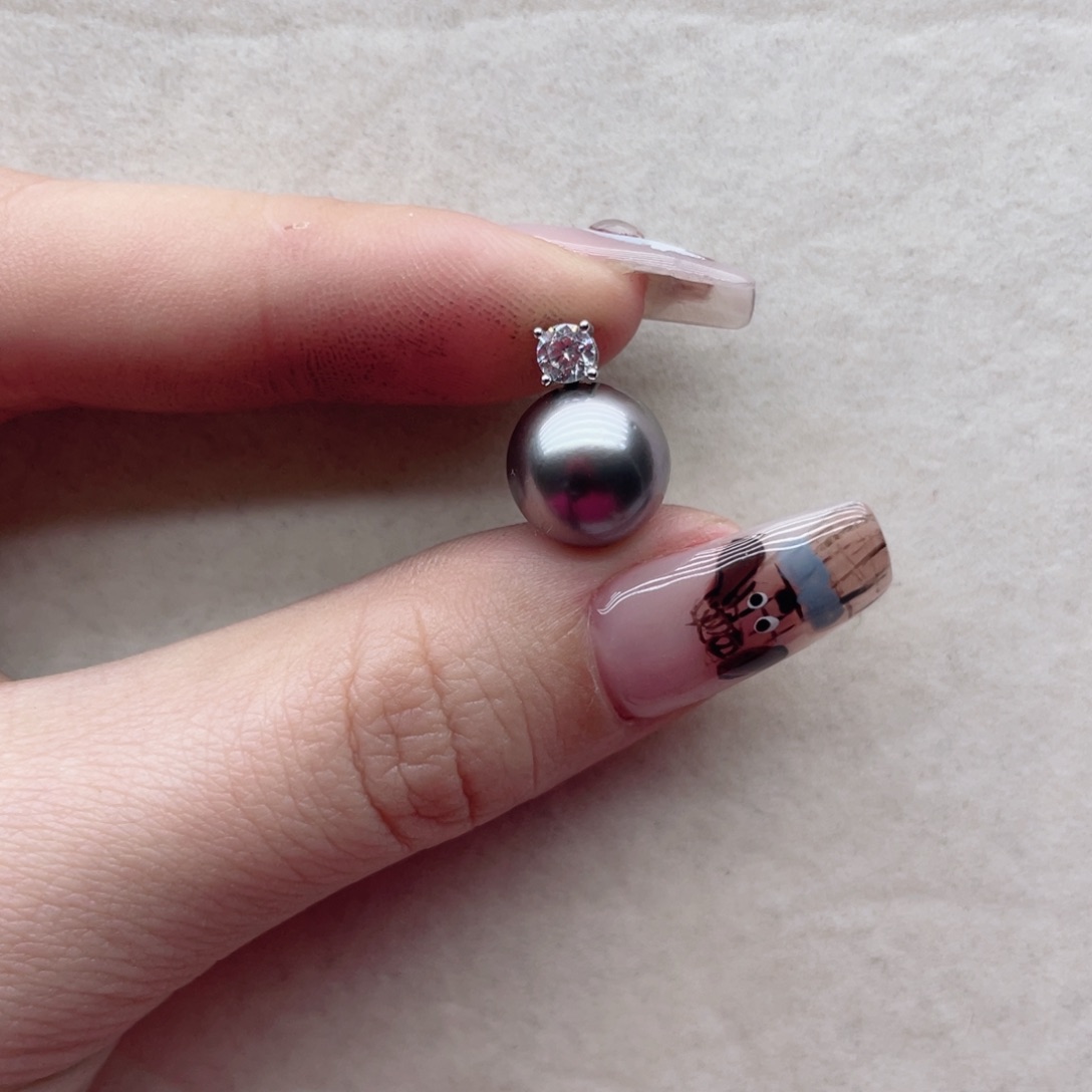 海水珍珠吊坠(不含链)18K金镶嵌9