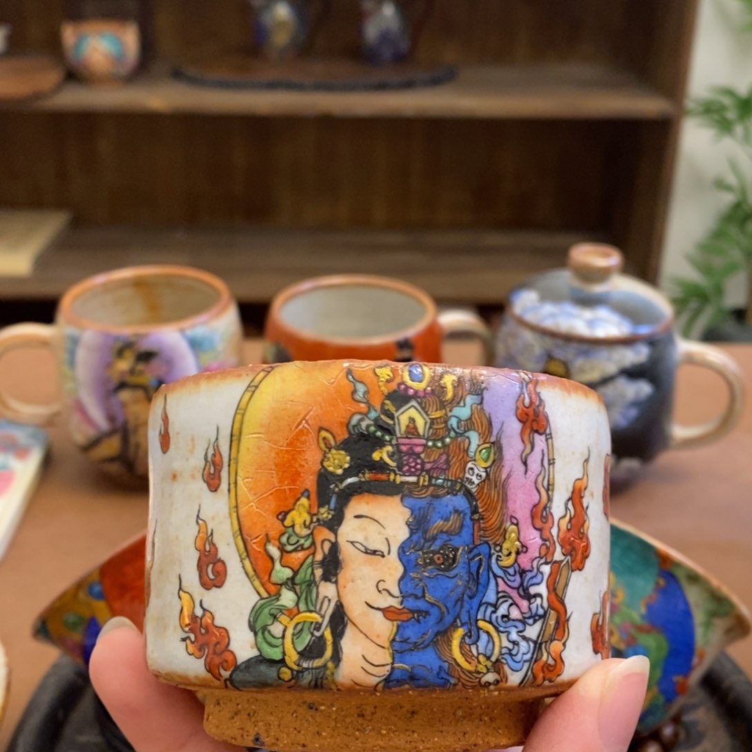手工手绘一念茶杯