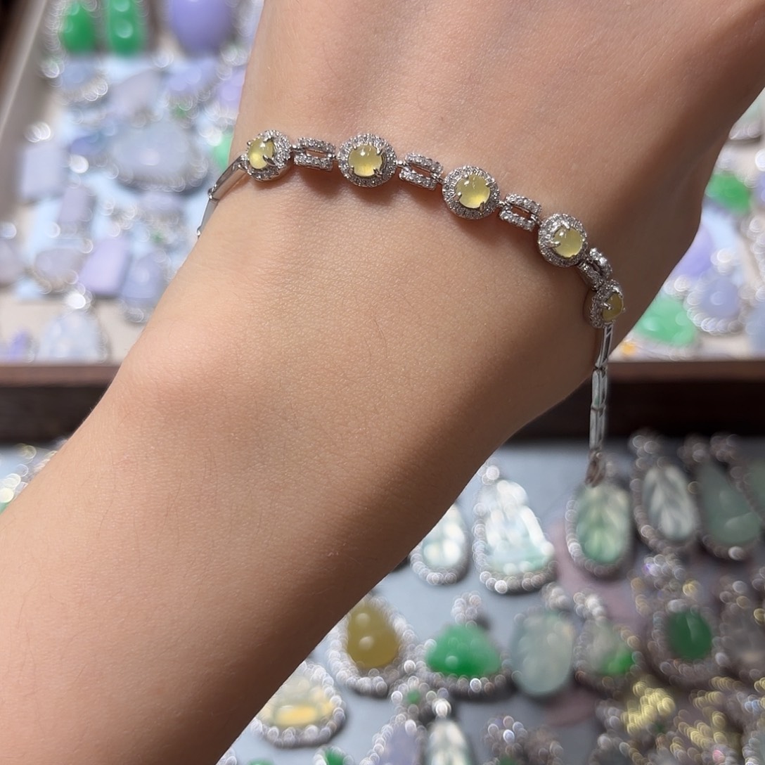 翡翠银S925镶嵌手链