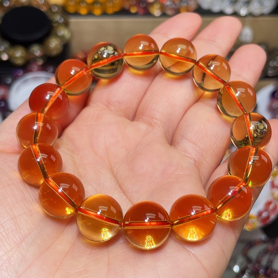 水晶手链未镶嵌金红黄水13.5