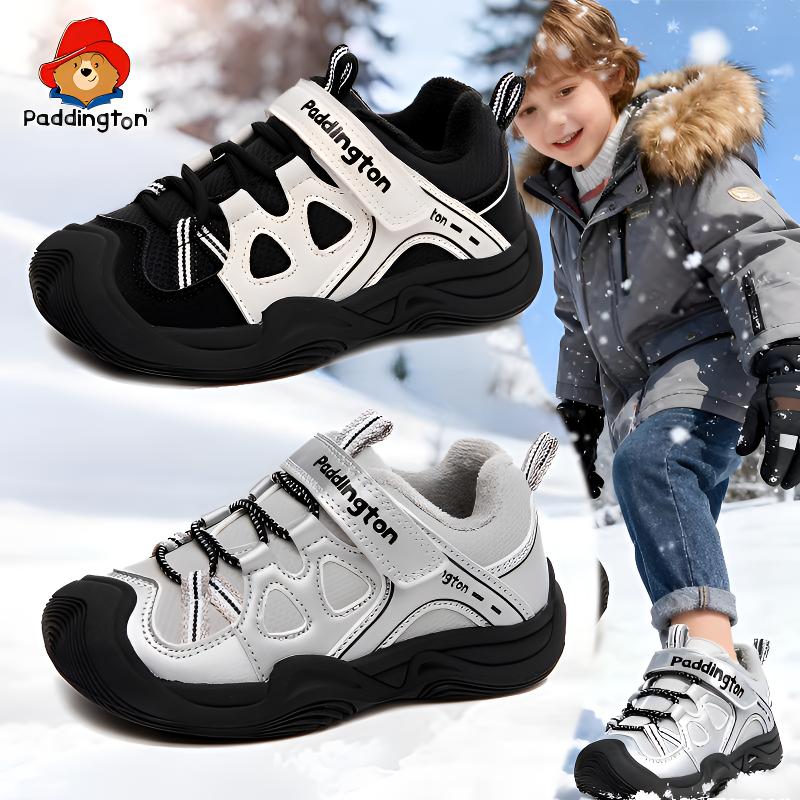 帕丁顿熊秋冬儿童运动鞋宝宝机能鞋保暖舒适小童户外儿童棉鞋防水