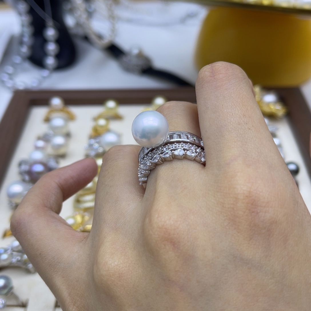 戒指淡水珍珠银S925镶嵌