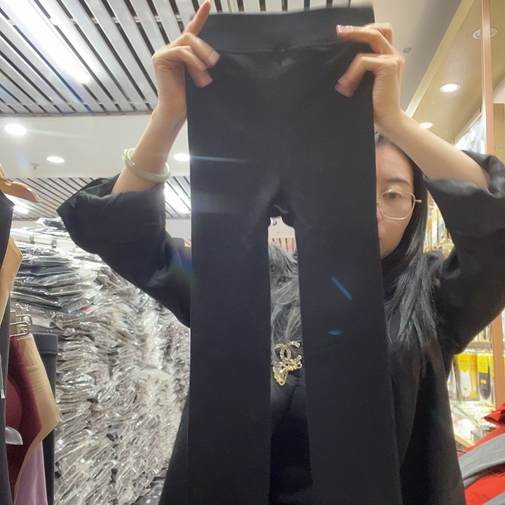 黑色连脚螺纹打底裤90-140