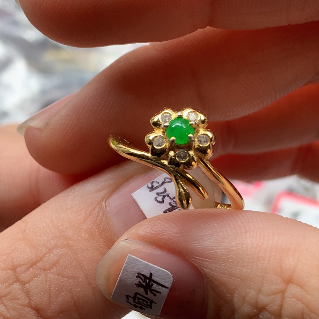 翡翠银S925镶嵌戒指天然翡翠戒指