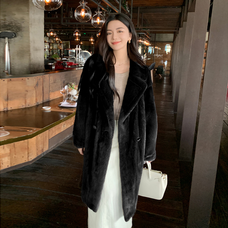 进口貂皮大衣女中长款泰迪西装领2025新款紫金短二水貂皮草外套冬