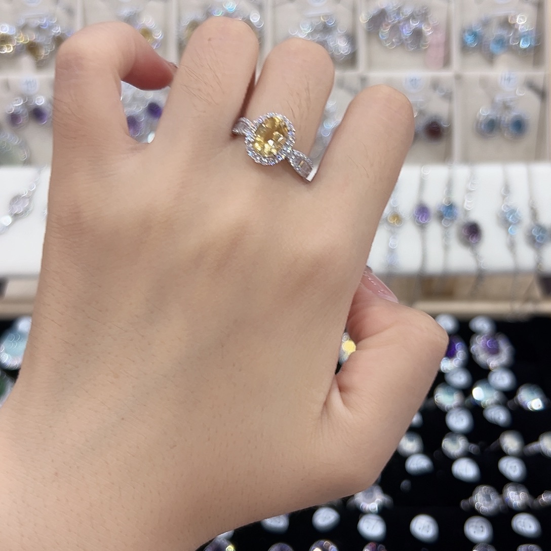 水晶戒指银S925镶嵌