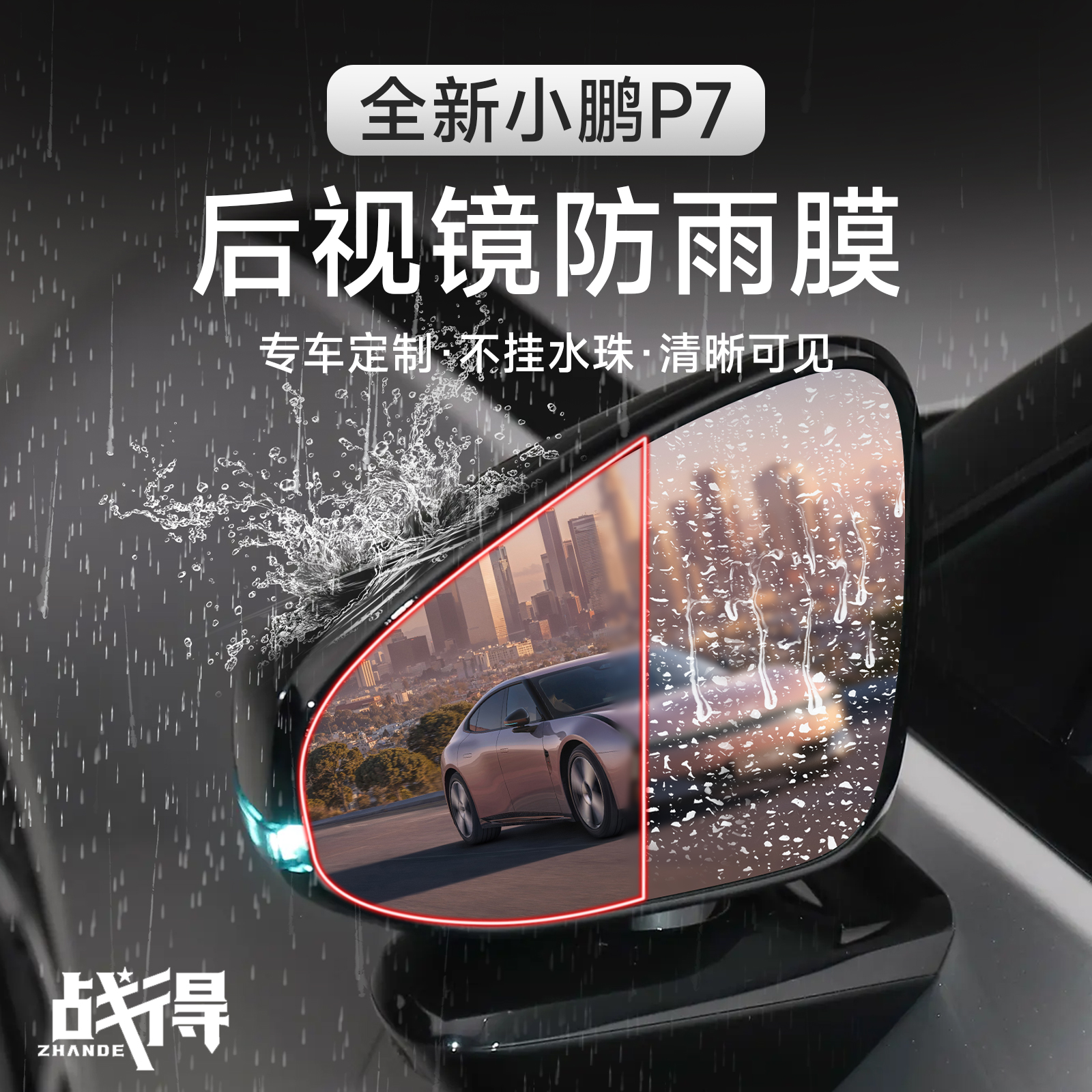 适用于25款全新小鹏P7后视镜防雨膜倒车镜高清防雨雾透明保护贴