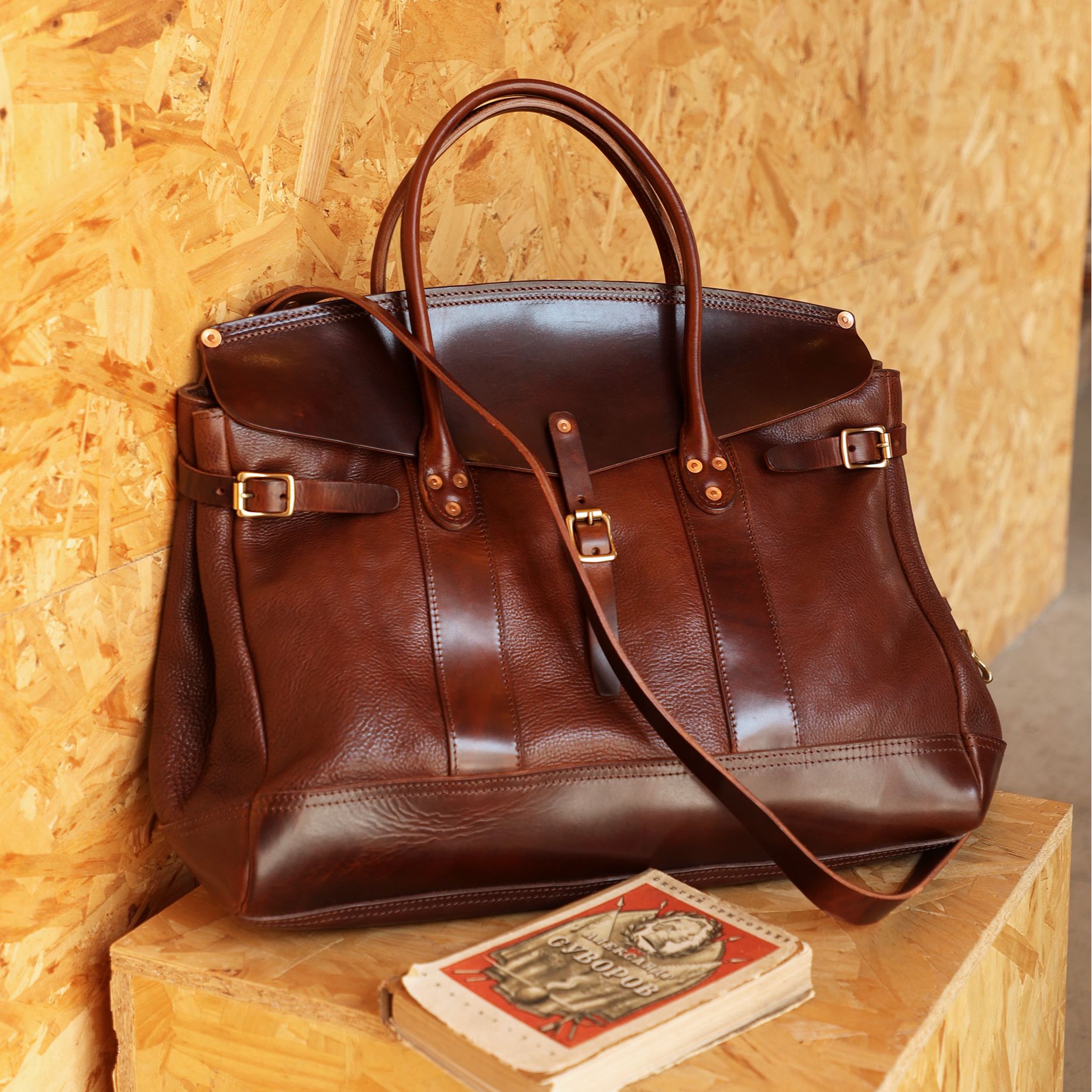 中古高级感Vintage重磅美式复古阿美咔叽大号手提斜挎铂金包男女