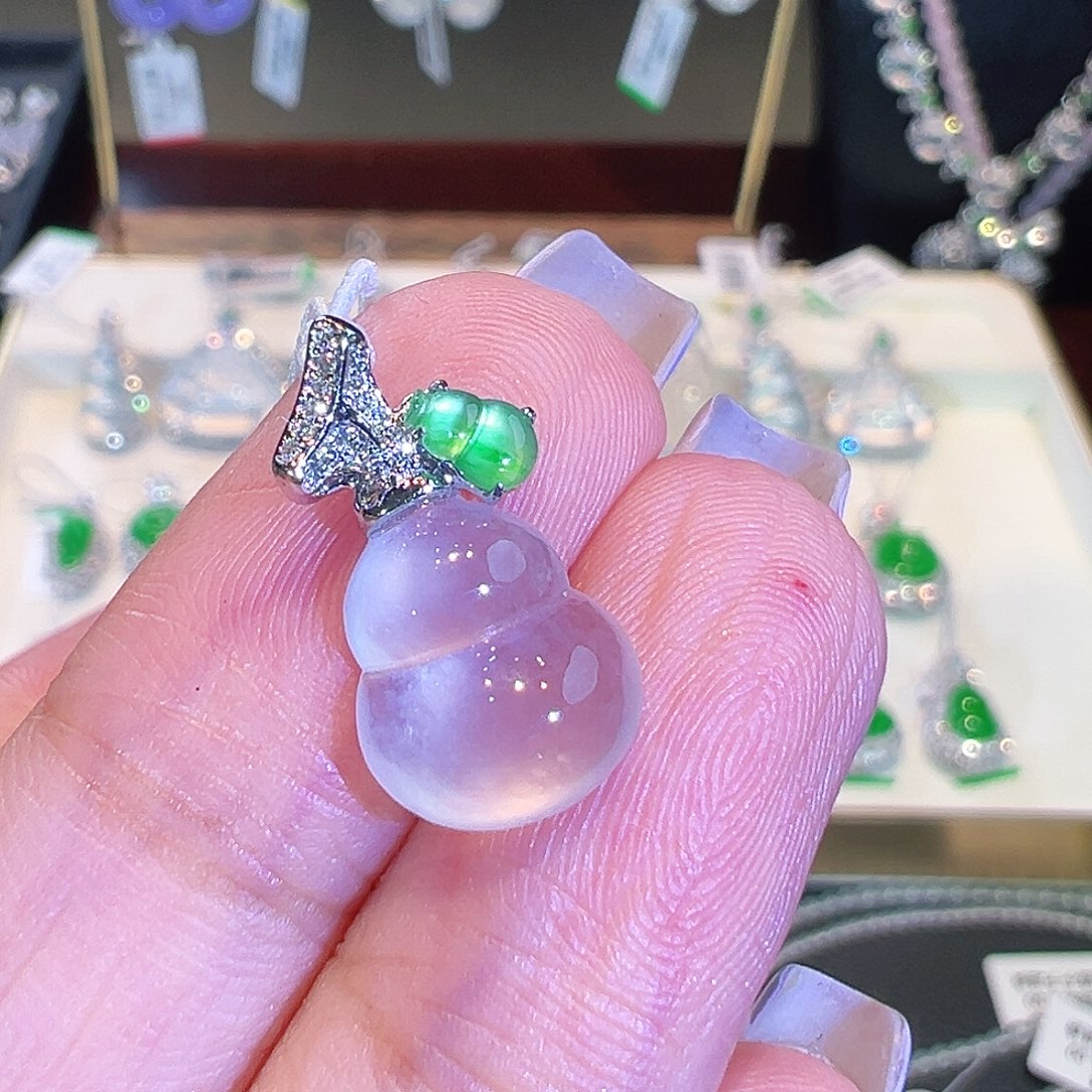 翡翠18K金镶嵌吊坠(不含链)翡翠