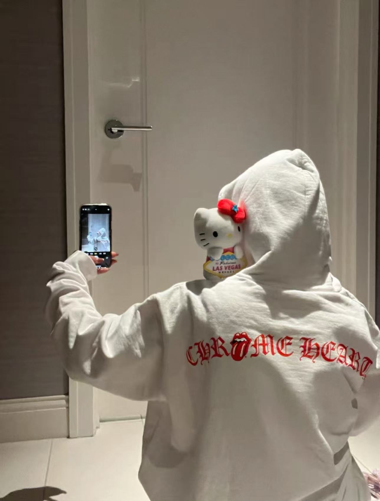 新款吐舌头印花休闲宽松卫衣加绒连帽衫