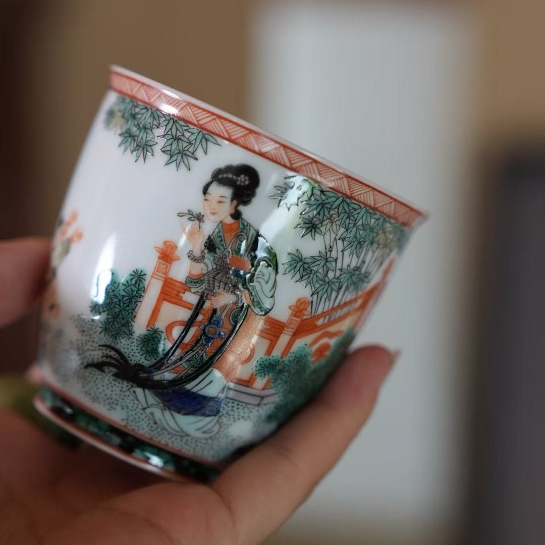 古阅和风 教子图杯陶瓷
