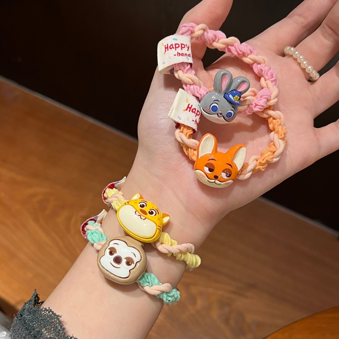 卡通疯狂动物城朱迪尼克多巴胺发圈高弹力麻花扎头皮筋百搭发绳