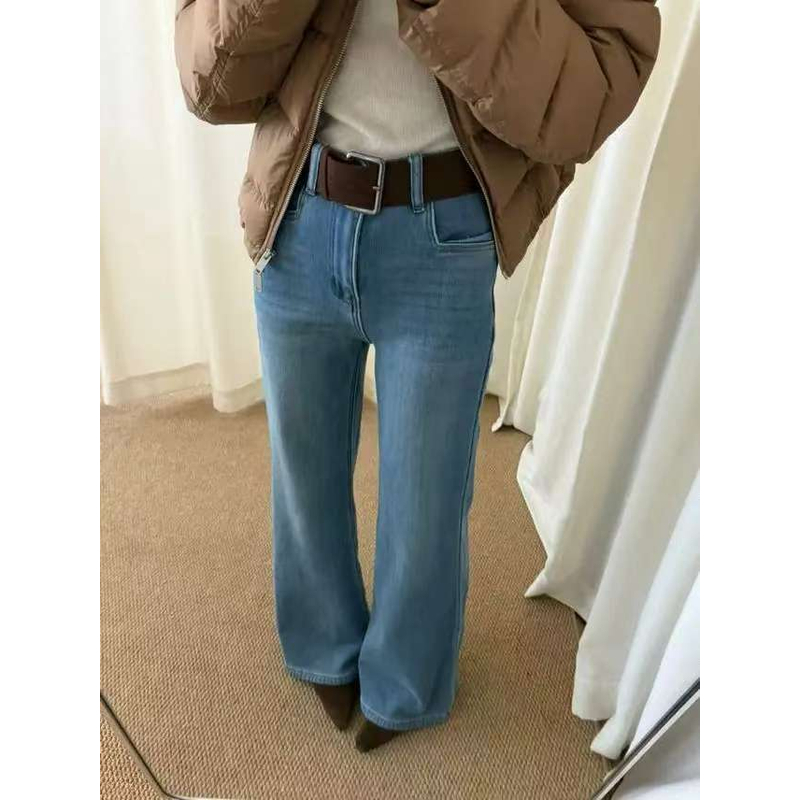 1026蓝调新款加厚喇叭牛仔裤