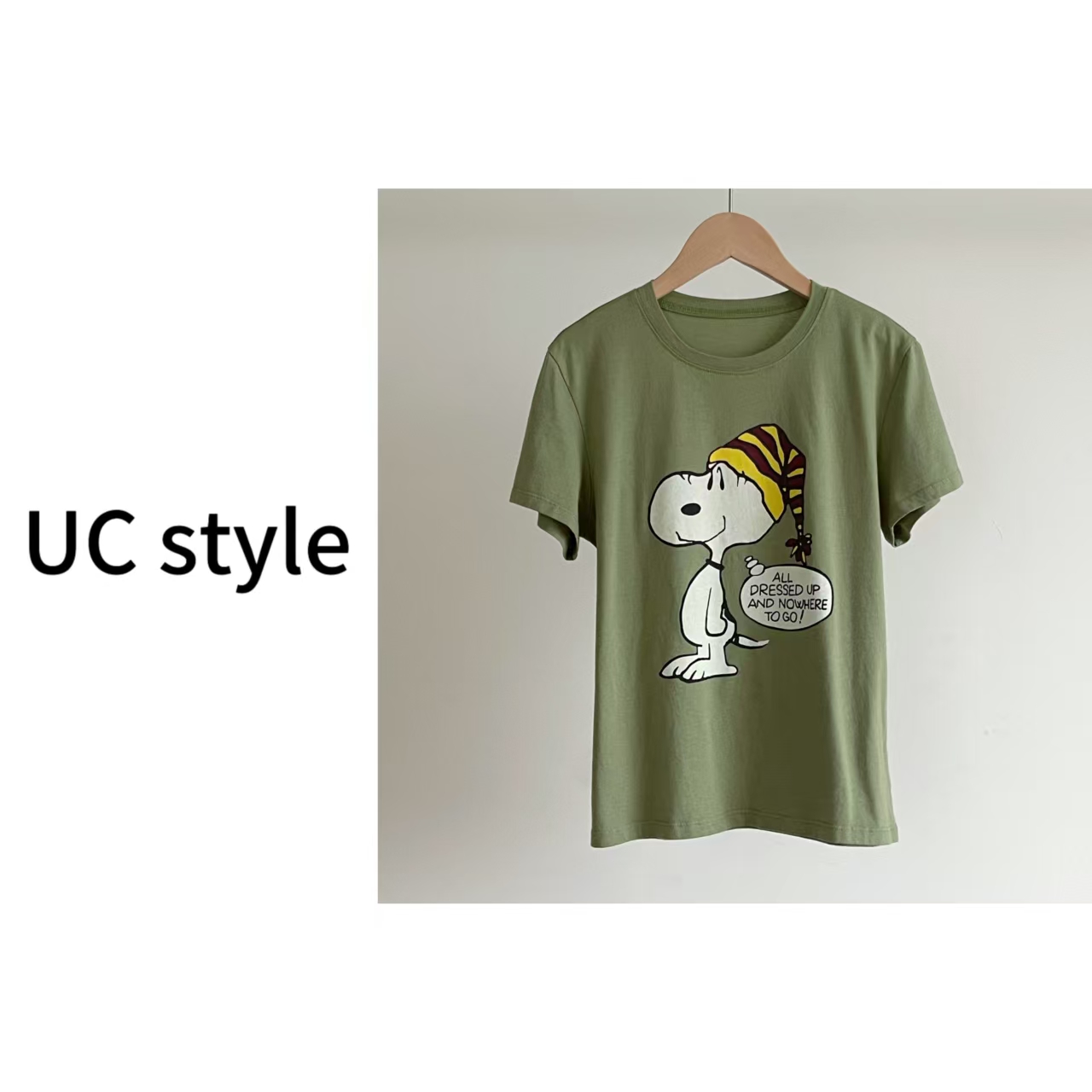 【UCSTYLE】A10558-100%棉睡帽史努比短袖T恤主播穿S码