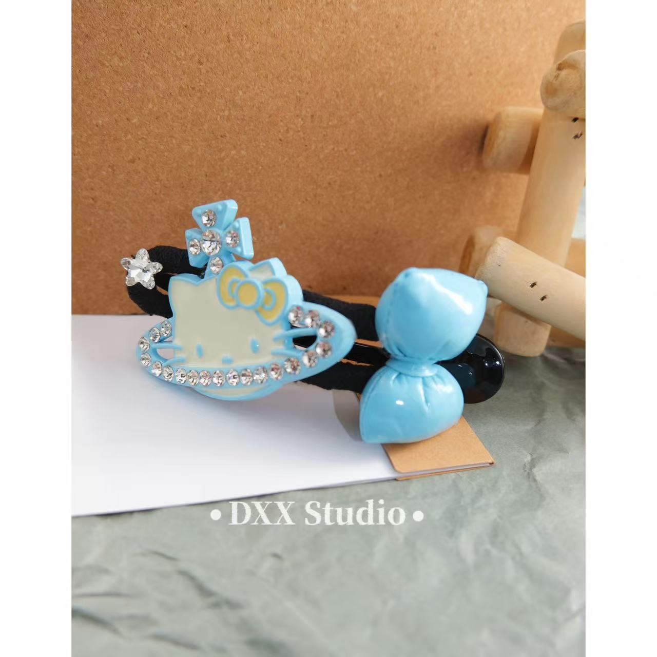 小众设计蓝色kitty发饰45435
