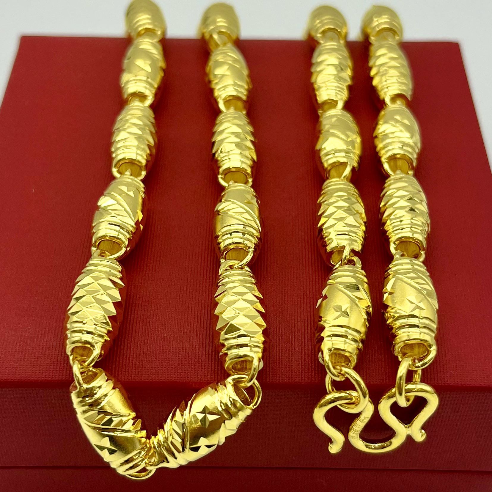 链子足银 金银橄榄珠项链经典霸气