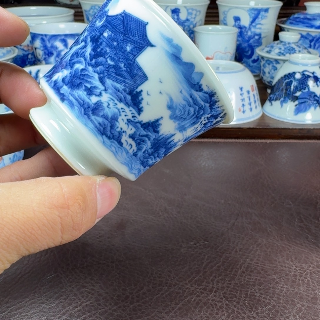 千***然瓷片当代景德镇陶瓷手绘茶具