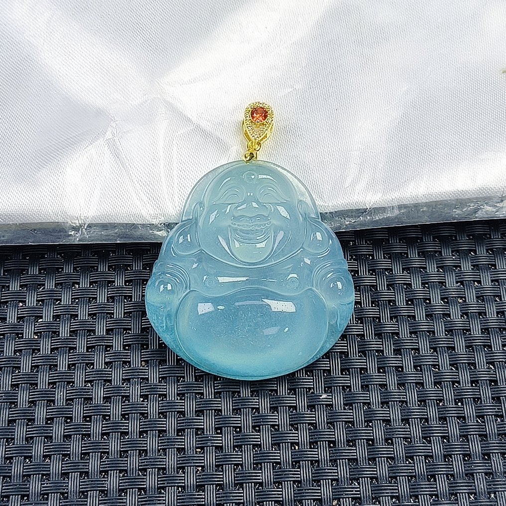 （聚宝严选）D624蓝系冰大厚佛公吊坠妈妈款精致精美百搭时尚