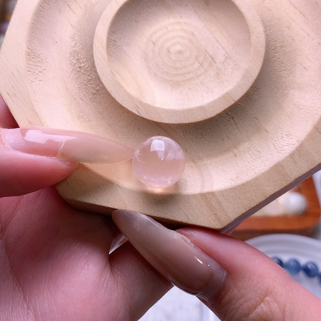 水晶手链未镶嵌12.7mm粉雪花幽灵