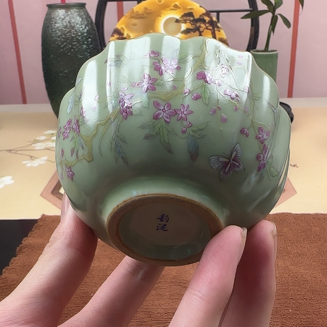 苏打釉紫藤花菊花主人杯