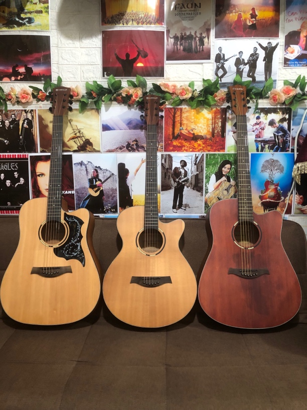 41寸 40寸凯撒 哑光单板民谣吉他原木色红茶色初学神器